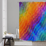 Colorful Shower Curtain, Original Chakra Art Bathroom Decor - "Rainbow Wave"