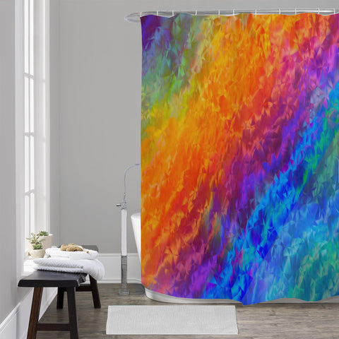 Colorful Shower Curtain, Original Chakra Art Bathroom Decor - "Rainbow Wave"