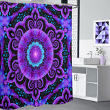 Purple Mandala Shower Curtain, Original Art Bathroom Decor - "Third Eye Spiral"