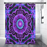 Purple Mandala Shower Curtain, Original Art Bathroom Decor - "Third Eye Spiral"