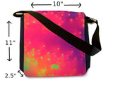 Rainbow Messenger Bag with a Snap-On Abstract Art Flap - "Rainbow Sparkles"