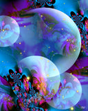 Fantasy Art Greeting Card, Purple Reiki Energy Notecards - "Spirit Orbs"