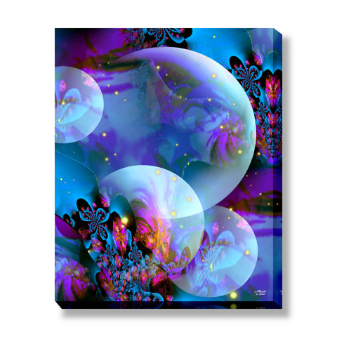 Violet Blue Stretched Canvas Wall Decor, Dreamscape Fantasy Art - "Spirit Orbs"