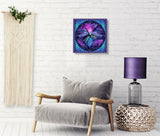 Purple Angel Art Wood Wall Clock, Mandala Home Decor, Metaphysical Artwork  - "The Seer"