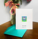 Blue Mandala Art Greeting Card, Reiki Blank Notecard, Sacred Geometry - "Soul Connection"