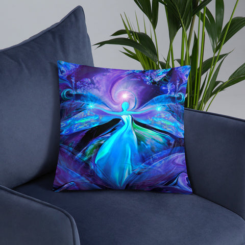 Purple Angel Throw Pillow, Reiki-Inspired Home Decor, Third Eye Chakra - "The Seer"