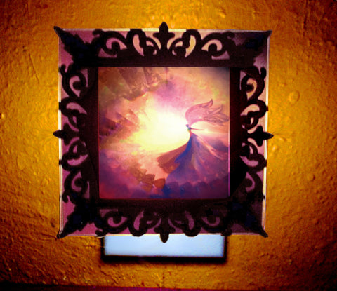 Guardian Angel Night Light, Small Bedside Lamp, Pastel Meditative Lighting - "The Clearing"