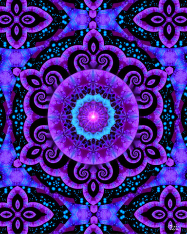 Purple Mandala Chakra Art, Sacred Geometry, Meditation Intuition - "Third Eye Spiral"