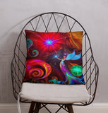 Red Angel Throw Pillow, Uplifting Home Decor, Mystical Moon Spiral Artwork - "Gratitude"