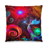 Red Angel Throw Pillow, Uplifting Home Decor, Mystical Moon Spiral Artwork - "Gratitude"