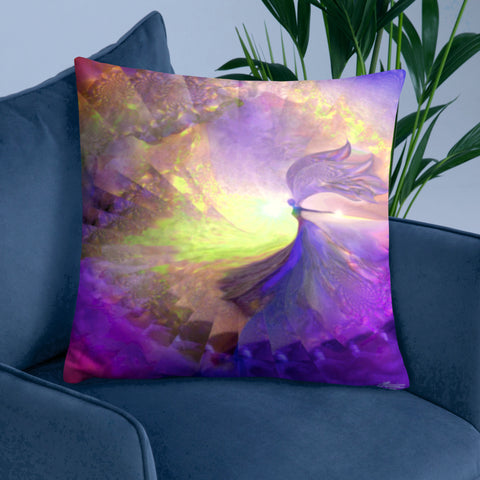 Pastel Angel Throw Pillow, Custom-Printed Reiki Decor - "The Clearing"