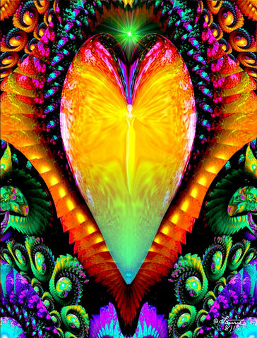 Rainbow Fractal Heart Photo Print, Angel Metaphysical Art Wall Decor -  Universal Love