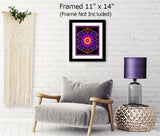 Sacred Geometry Mandala Art Print, Purple and Orange Spiritual Wall Decor, Meditation - "Violet Flame Mandala"
