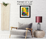 Fantasy Art Print, Fairies and Mushrooms, Colorful Wall Decor, Nursery Art by Primal Painter - "Waking Life"